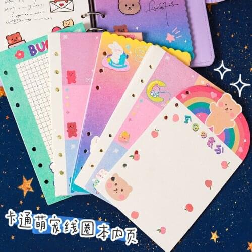 Cute Cartoon A6 Loose-leaf Refill Paper Notebook 30 Sheets 4.1x6.9" Inch 6 Holes Binder Daily Weekly Planner 2022 Agenda Refill