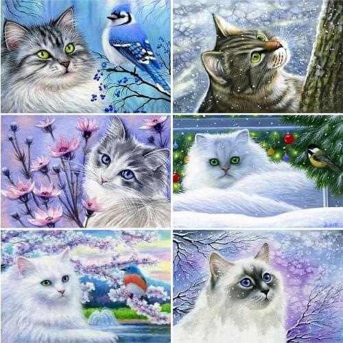 MomoArt 5D DIY Diamond Painting Cat Cross Stitch Kits Full Square Diamond Embroidery Animal Christmas Decorations
