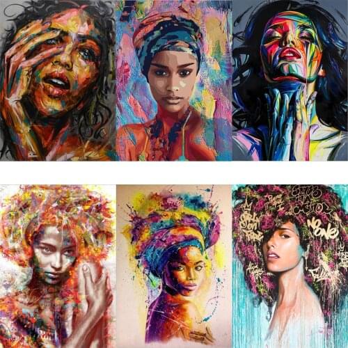 FSBCGT DIY Oil Painting By Numbers Abstract African Woman Portrait Art Pictures By Numbers Drawing On Canvas Home Wall Decor