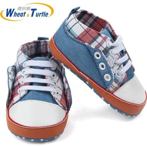 2020 New Newborn Baby Boy Girl Soft Sole Crib Plaid Shoes Warm Boots Anti-slip Sneaker PU Breathable Solid First Walkers 0-18M