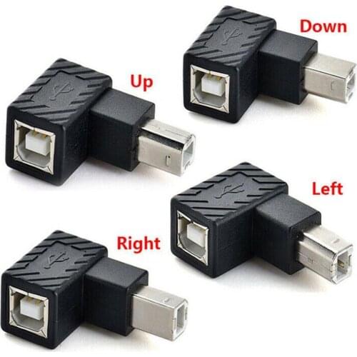 Newest USB 2.0 Type B Print Port 90 Degree Converter to Jack Black Extender Adapter Female Angle Jack Right Scanner Printer T1U7