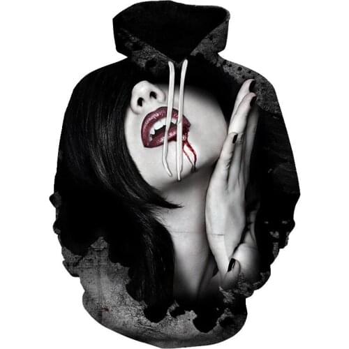2021Spring And Winter New Fashion All-Match Men And Women All-Match Horror Pattern 3D Printing Hoodie Hip-Hop Sweatshirt moletom