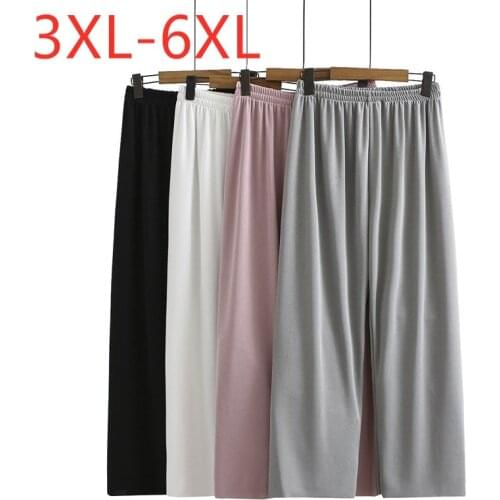 New 2021 Ladies Spring Summer Plus Size Long Pants For Women Large Loose Casual Gray Elastic Wide Leg Trousers 3XL 4XL 5XL 6XL