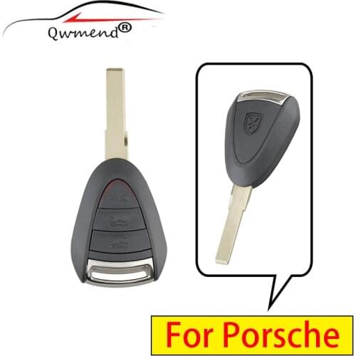 QWMEND 3BUT Replacement Smart Car Key Shell for Porsche Boxster S Cayenne Cayman 911 987 996 997 Car Remote Key Fob Case