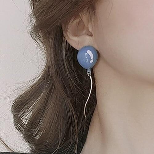 Earrings 2021 Trend New Pink Cute Balloon Jewelry Funny Silver Needle Tassels Long Hanging Earrings Fashion Jewelry-Accessories