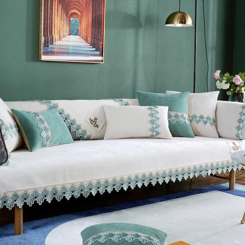 Modern Lace Sofa Covers for Living Room Luxury Sofa Armrest Backrest Towels Anti Slip Settee Cover Solid Slip Cover Sofa Decor