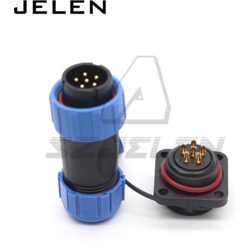 SP21 7 pin Waterproof connector plastic round square panel mounting connector，7pin power connector plug and socket