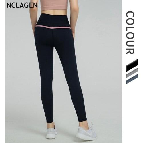 NCLAGEN Sport Leggings Women High Waist Yoga Pants Squat Proof Fitness Elastic Tummy Control Butt Lifting Workout GYM Tights