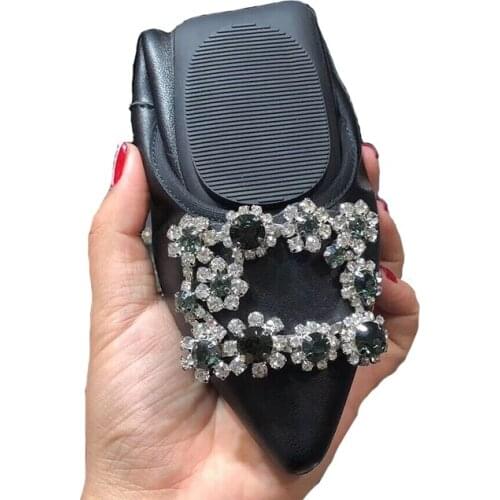 Genuine Sheep Leather Cone Shoes Female Brand High End Luxury Pig Skin Lining Comfortable Fashion Artificial Diamonds Button New