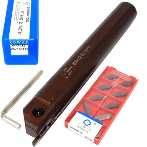 10PCS MGGN400 MP1125 Carbide Inserts +1PC MFHR432 25 140 T12 Grooving Turning Tool Holder CNC Cutting Tools For Stainless Steel