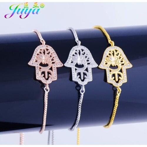 Women Fashion Friendship Bracelets Hamsa Hand Charms With Adjustable Gold Chains Charm Bracelets Valentines Day Gift Jewelry