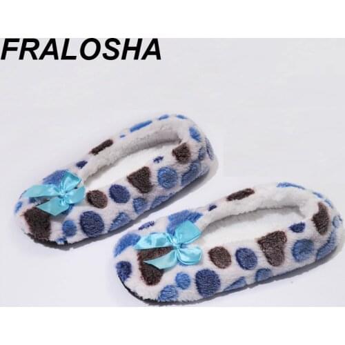 FRALOSHA Winter Women Cotton Shoes Warm Plush Butterfly-knot Indoor Shoes Non-slip Soft Bottom home Floor Slipper