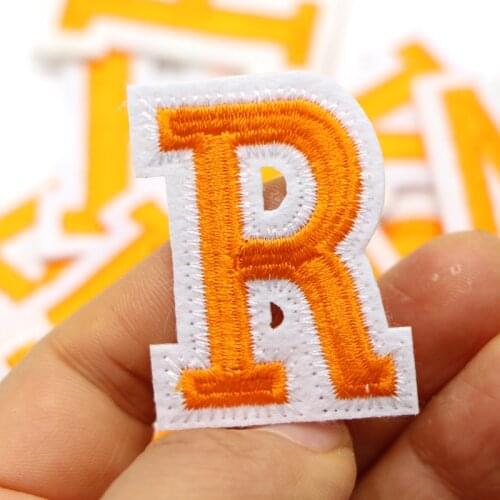 1 Pcs A-Z Orange English Letter Iron On Patch 3D Embroidered Stickers Patch Up For Clothing Hats Logo Name Sewing Diy Applique