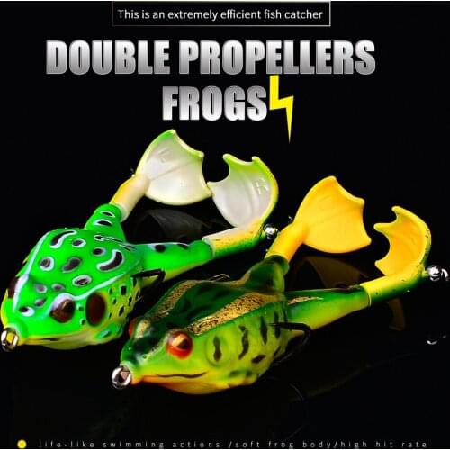 1pcs Double Propellers Frog Rotating Leg Wobbler Soft Bait Jigging Fishing Lure 95mm13g Artificial Topwater Popper Fishing
