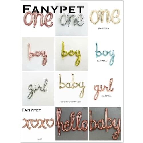 10pc One Balloon One Script Letter Balloons White gold First Birthday Decorations 1st First Birthday Party Supplies baby shower