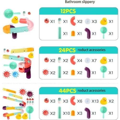 12/24/44Pcs Ducks Child Bath Toys Track Water Sprinkler Kits Toy Kids Bathroom Play Water Shower Games Indoor Pool Tools