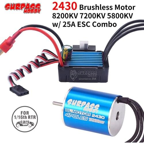2430 7200KV Motor & 25A Brushless ESC for 1/18 1/16 HSP HPI Tamiya RC On-road Car