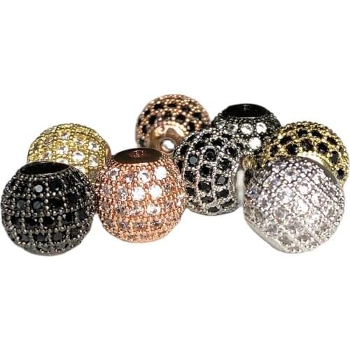 3pcs/lot Round Ball CZ Beads Metal Brass Micro Pave Crystal Zircon Space Beads For Jewelry DIY Charm Bracelet Making 4/6/8/10mm