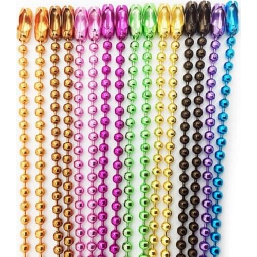 50pcs 2.4mm Ball Beads Chains Bulk fits KeyRing/Key Chain/Dolls/Label hand tag Connector DIY Jewelry 12cm/4.72inch Z579