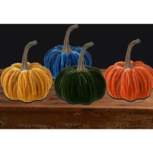 Handmade Velvet Pumpkins Decor Super Soft Stuffed Pumpkin with Exquisite Halloween Holiday Diy Store Home Party Decoration