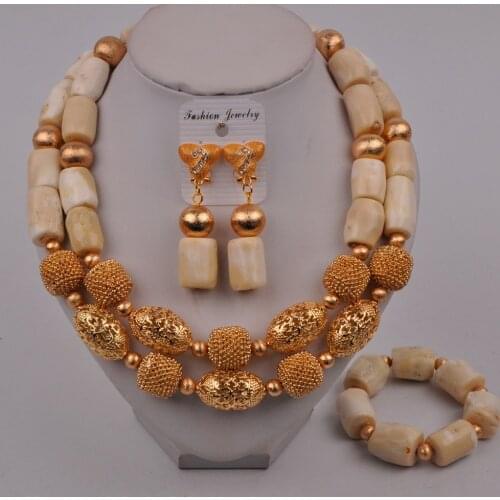 White Coral Jewelry Set Nigerian Wedding Bridal Set Coral Necklace African Jewelry Set 319-G1