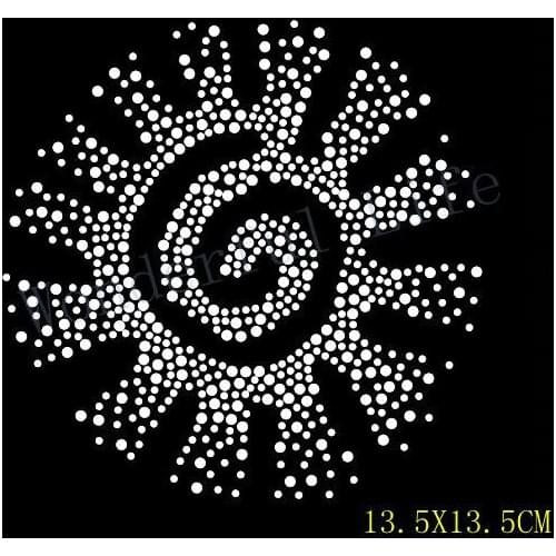 Free Shipping G Sparkle dot line Rhinestone Hotfix Iron on Transfer Motif Appliqué