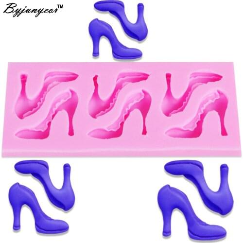 Byjunyeor M219 DIY High heels UV Resin Silicone Mold Fondant Chocolate Candy Gumpaste Lollipop Crystal Epoxy Soft Clay Bake Tool