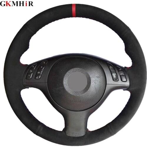 DIY Hand-stitched Black Suede Car Steering Wheel Cover for BMW E39 E46 330i 525i 530i 540i 330Ci M3 20012002 2003