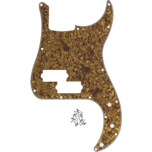 FLEOR 13 Holes American / Mexican Modern Standard P Bass Pickguard Scratch Plate 4Ply Brown Pearl for FD 4 String Bass