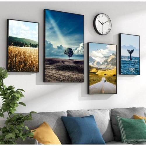 Natural Landscape Painting Mountain Sea Scenery Travel Canvas Prints Modern Dining Living Room Wall Art Pictures Home Decor