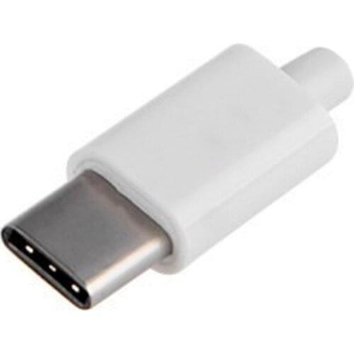 Jimier DIY 24pin USB 3.1 Type C USB-C Male Plug Connector SMT type with 3.5mm Black / White SR and Housing Cover