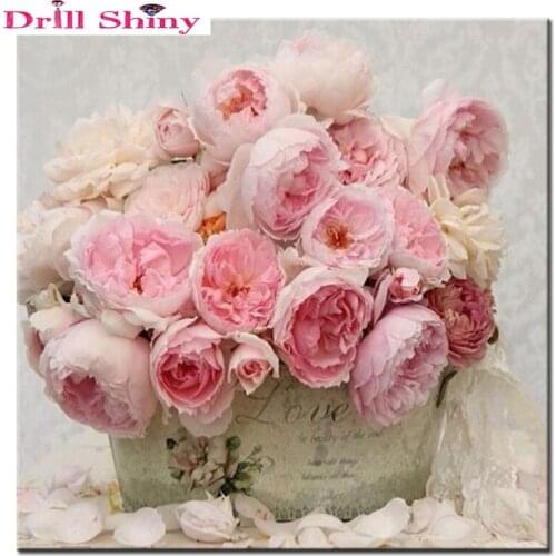 Pink peony flowers Diamond DIY 5D Diamond Painting Embroidery Patterns Rhinestones Mosaic needlework 3D Full bead hobby