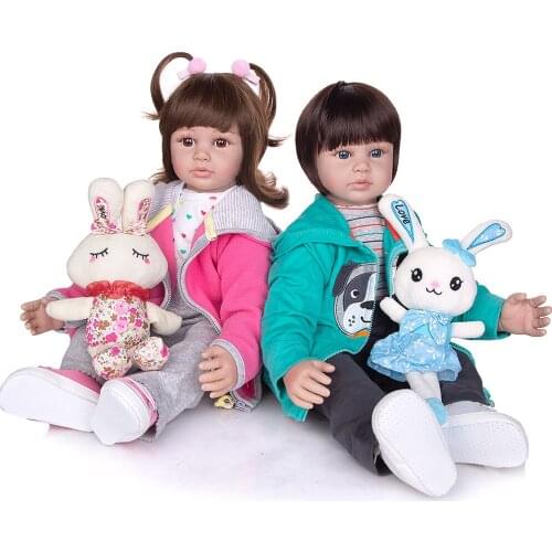 KEIUMI 24 Inch Reborn Baby Dolls 60 cm Soft Silicone boy girl twins Lovely bebe reborn Toys Christmas Birthday Gift
