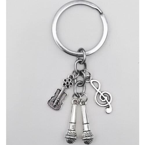 KTV , keychain microphone music festival keychain guitar lovers beautiful music equipment combination keychain