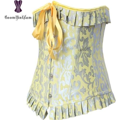 Buy One Get One Free Ruffled Waist Shaper Slimming Waist Shapewear 14 Steel Boned Underbsut Corset With G Sring Size S-XXL 2838