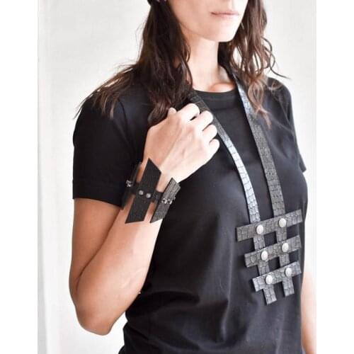 Fashion Crack Punk Leather Pendant Necklaces For Women Handmade Ethnic Tribal Ethnic Clothing Accessories Chokers Jewellery