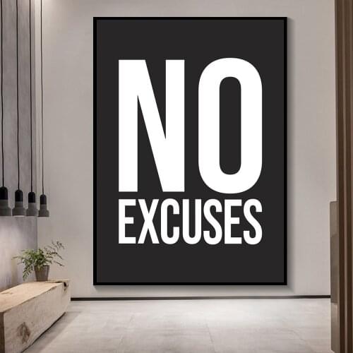 Words of Life No Excuses Motivational Posters and Prints Office Decor Modern Art No Excuses Motivation Canvas Painting Pictures