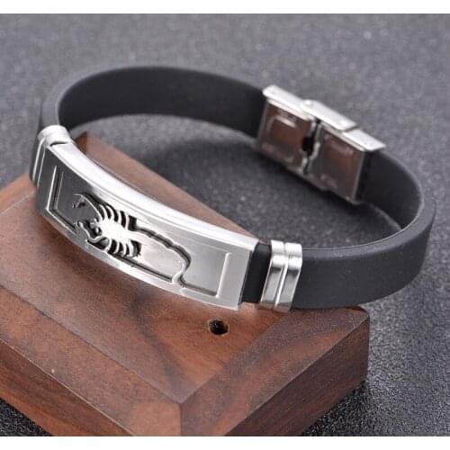 Bracelets for Men High Quality Silicone Individuality Stainless Steel Scorpion Male Bracelets Jewelry