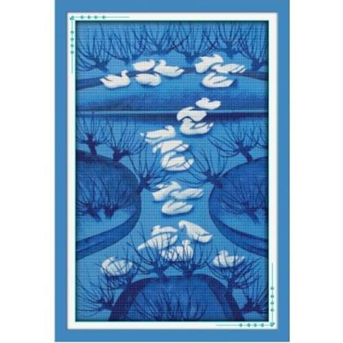 Cross Stitch Kits Winter Morning Patterns Counted 11CT 14CT Painting Stamped Embroidery Needlework Fabric Thread Home Decor Sets