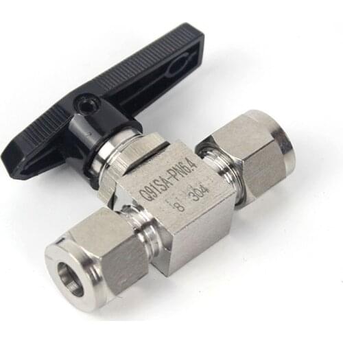 304 Stainless Steel Ferrule Ball Valve OD 3 4 6 8 10mm For Straight Through Panel Type Steel Pipe Copper Pipe Air Source Switch