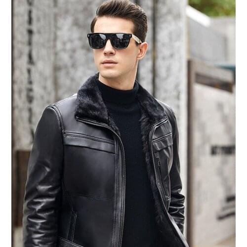 Genuine Leather Jacket Men Winter Jacket Natural Mink Fur Liner Sheepskin Coat Mens Jackets Plus Size Mink Fur Coat YN1268 YY620