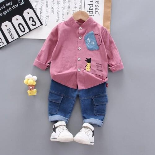 New Children Spring Autumn Cotton Clothes Baby Boys cartoon Shirt suits jeans 2Pcs/sets Infant Kids Fashion Toddler Tracksuits