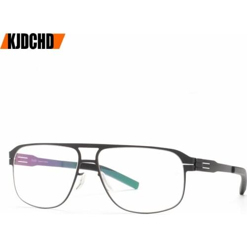 KJDCHD Spectacles Unique No screw Design Brand Frame for Male Optical Eyeglasses Spectacles Prescription Big Size Eyewear