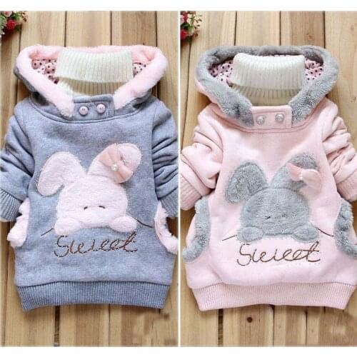 OKLADY Baby Girls Sweater Kids Cartoon Rabbit Pullover Sweatshirt Children Winter Warm Clothes Girls Outfits