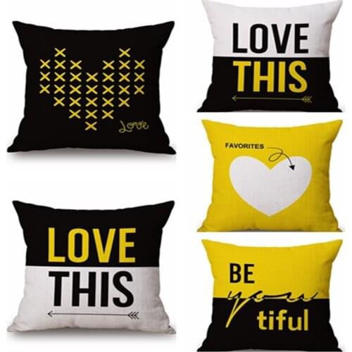 Wholesale Love Letters Pattern 45x45cm Cushion Covers Cotton Linen Square throw Pillow Cases Sofa Car Home Decoration