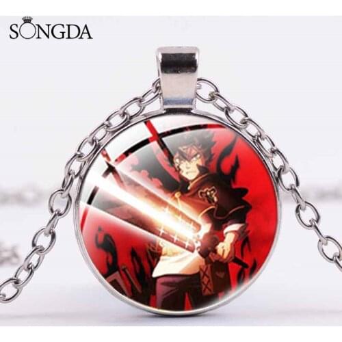 Japan Anime Black Clover Pendant Necklace Art Photo Glass Dome Figure Chain Choker Women Men Jewelry Gift For fans Accessories