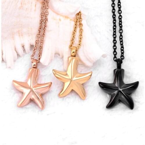 Starfish Cremation Urn Necklace Memorial Jewelry Stainless steel Ashes Keepsake Urn Pendant for Pet
