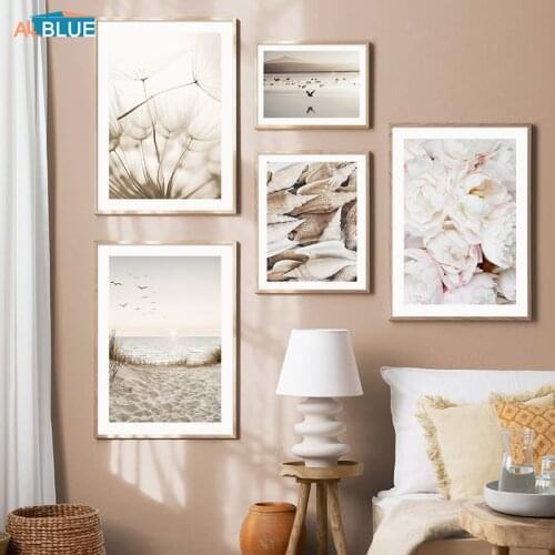 Sunset Nature Landscape Sea Beach Conch Poster Wall Art Print Flower Canvas Picture Nordic Home Decorative Paintings Living Room