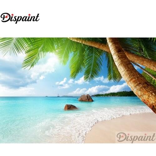 Dispaint Full Square/Round Drill 5D DIY Diamond Painting "Tree sea seascape" 3D Embroidery Cross Stitch Home Decor Gift A12786