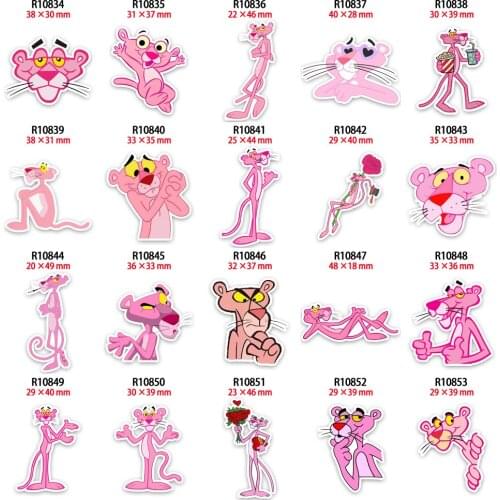 Pink Acrylic Cabochon Cartoon Planar Resin Pink Panther Character Printed for DIY Phone Decorations Accessories